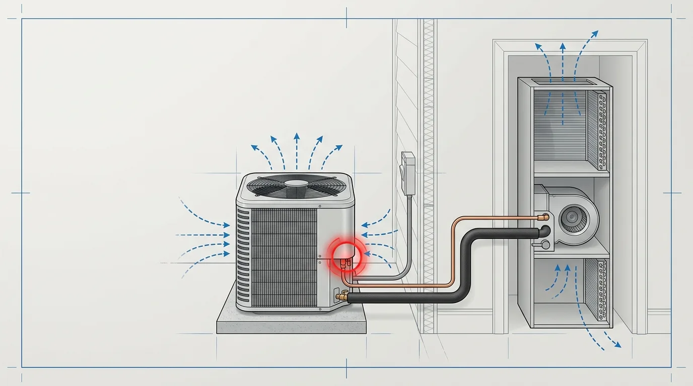 Technician checking HVAC equipment during a diagnostic visit