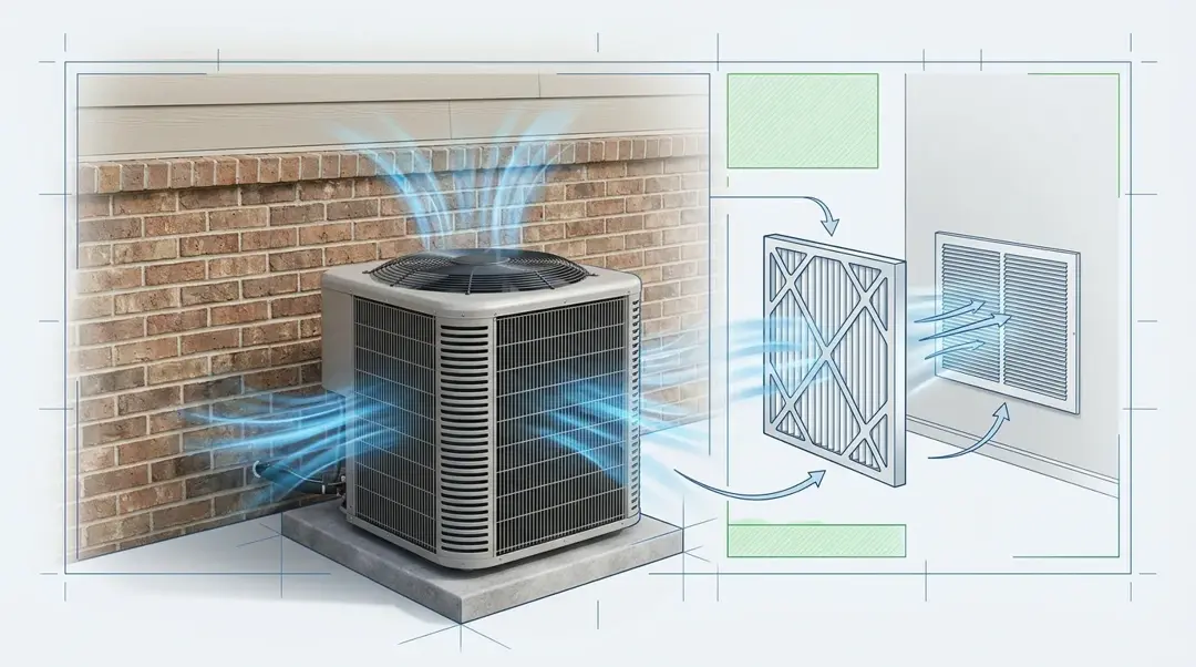 Technical HVAC service planning blueprint visual for Sacramento homes